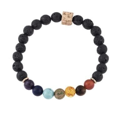 Βραχιόλι Λάστιχο με πέτρες από Λάβα σε διάφορα χρώματα