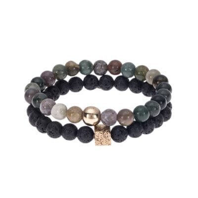 Bracelet Rubber with Lava and Indian Agatis stones