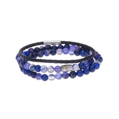 Bracelet Triple rubber with blue stone