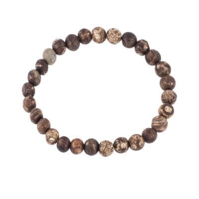 Bracelet Rubber with wood stones and Agatis
