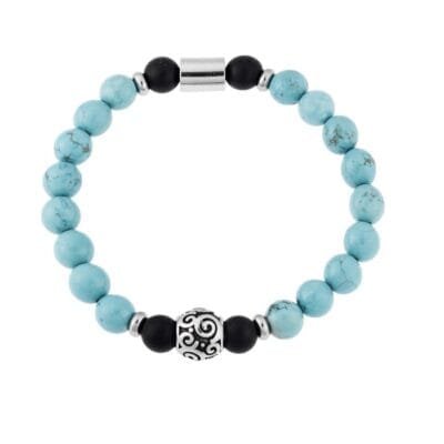 Βραχιόλι Stainless Steel με λάστιχο και πέτρες από Όνυχα