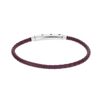 Stainless Steel Bracelet Thin knitted leather with silver lock