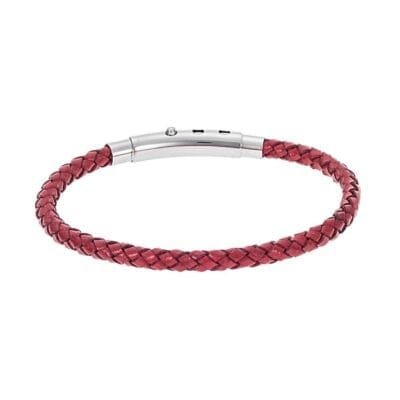 Stainless Steel Bracelet Thin knitted leather with silver lock