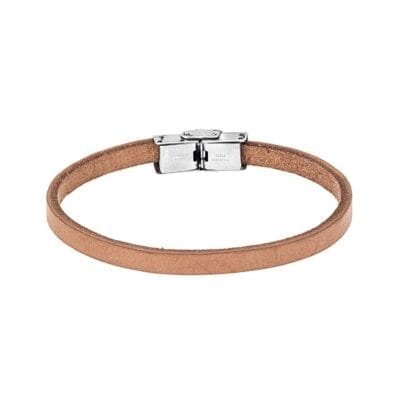 Bracelet Men's Steel Beige Leather Strap