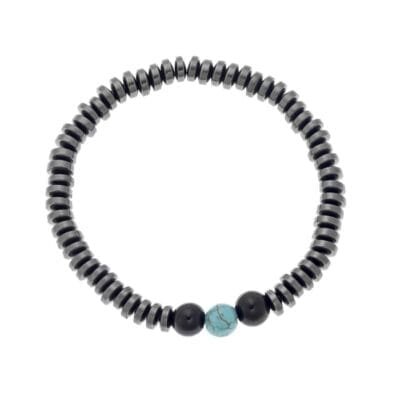 Βραχιόλι Stainless Steel με λάστιχο και πέτρες από Αιματίτη