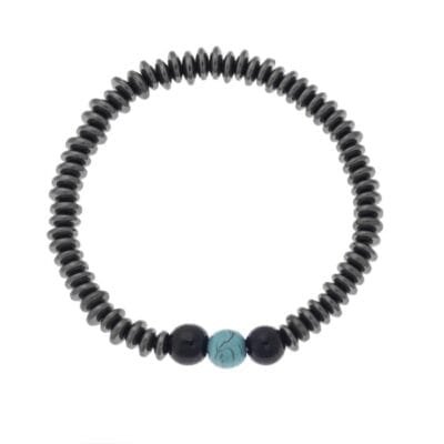 Βραχιόλι Stainless Steel με λάστιχο και πέτρες από Αιματίτη