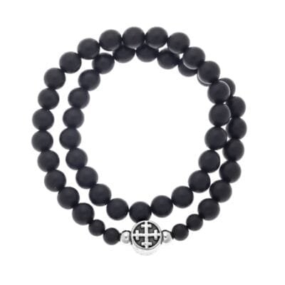 Βραχιόλι Stainless Steel διπλό με λάστιχο και πέτρες από όνυχα