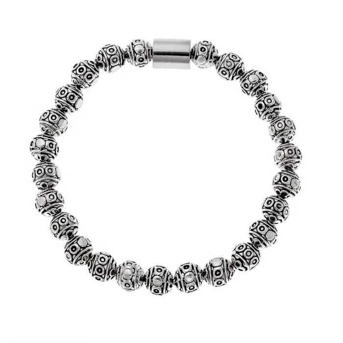 Stainless Steel double bracelet with rubber and alloy metal stones