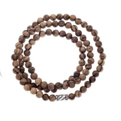 Βραχιόλι Stainless Steel τριπλό με λάστιχο και πέτρες από ξύλο