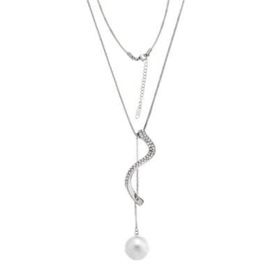 Necklace Stainless Steel Pendant with pearl and snake