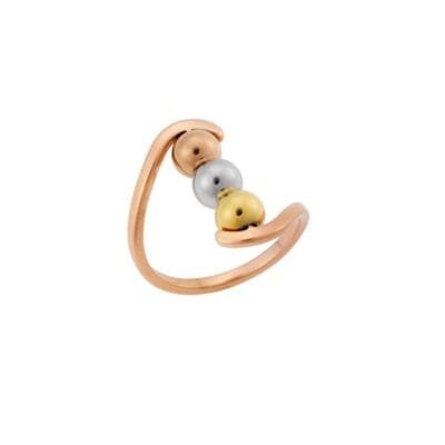 Stainless Steel ring with tricolour balls