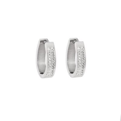 Stainless Steel oval hoops earrings with strass