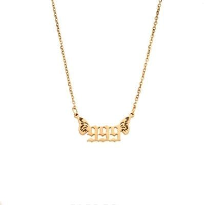 Stainless Steel Angel Numbers necklace with butterfly (0-9)
