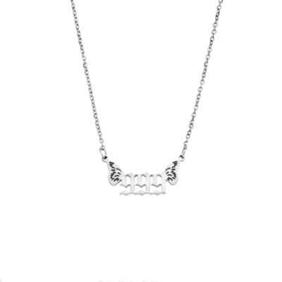 Stainless Steel Angel Numbers necklace with butterfly (0-9)