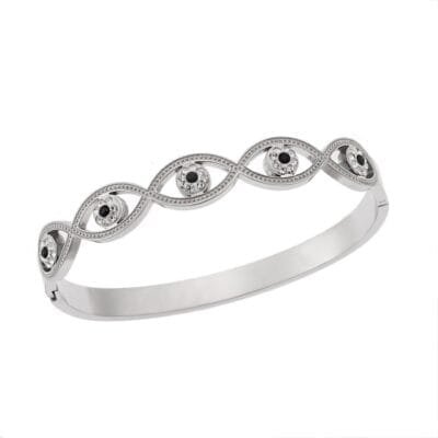 Steel bracelet, Handcuff with eyes and white stones