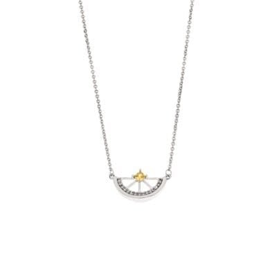 Stainless Steel Necklace Stainless Steel Pendant in semicircle shape with yellow stone