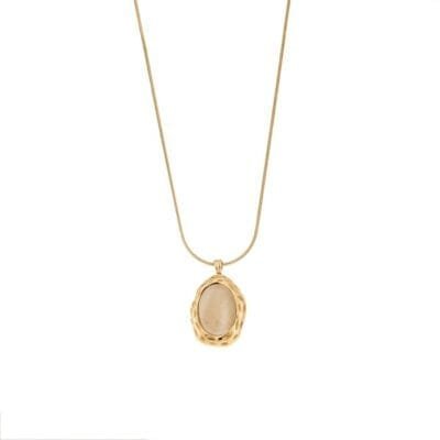 Stainless Steel necklace with beige stone