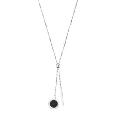 Stainless Steel Pendant necklace with double-sided circle