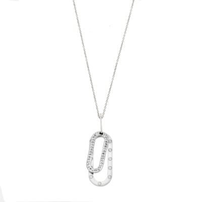 Κολιέ  Stainless Steel Μενταγιόν με διπλά σχήματα με πέτρες