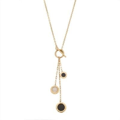 Κολιέ  Stainless Steel Μενταγιόν διπλής όψεως με κύκλους