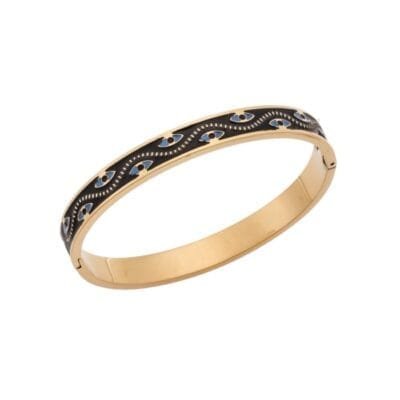 Stainless Steel Bracelet Handcuff with gold eyes