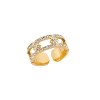 Δαχτυλίδι Stainless Steel με άνοιγμα και λευκές πέτρες