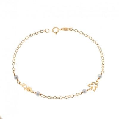 9K Gold bracelet with butterfly and little girl