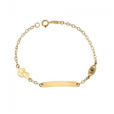 Gold bracelet 9K Identity bracelet with car and eye