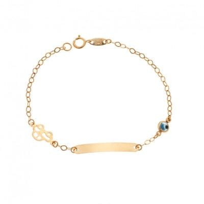 Gold bracelet 9K Identity bracelet with car and peephole on the right side