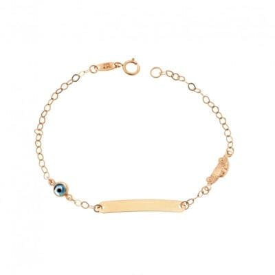 Gold bracelet 9K Identity bracelet with car and peephole on the left side