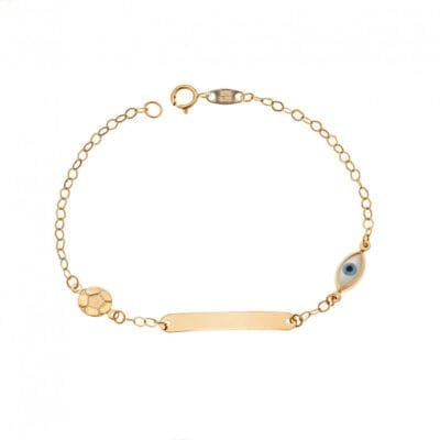 Gold bracelet 9K Identity with ball and eye with mother of pearl