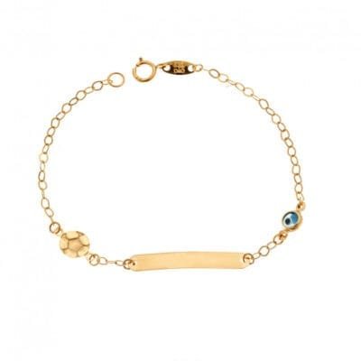 Gold bracelet 9K Identity with ball and eye on the right side