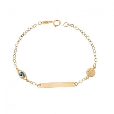 Gold bracelet 9K Identity with ball and eye on the left side