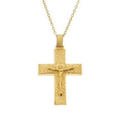 Gold plated silver necklace 925° cross with embossed figure of Jesus Christ