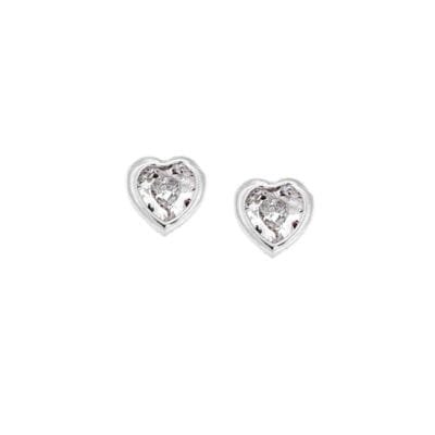 Earrings Silver 925° Heart stud with white zircon