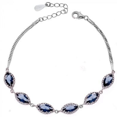 Βραχιόλι Ασήμι 925° με μπλε και λευκά ζιργκόν