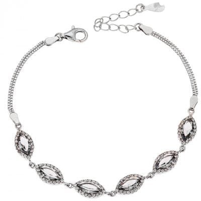 Silver bracelet 925 with grey and white cubic zirconia