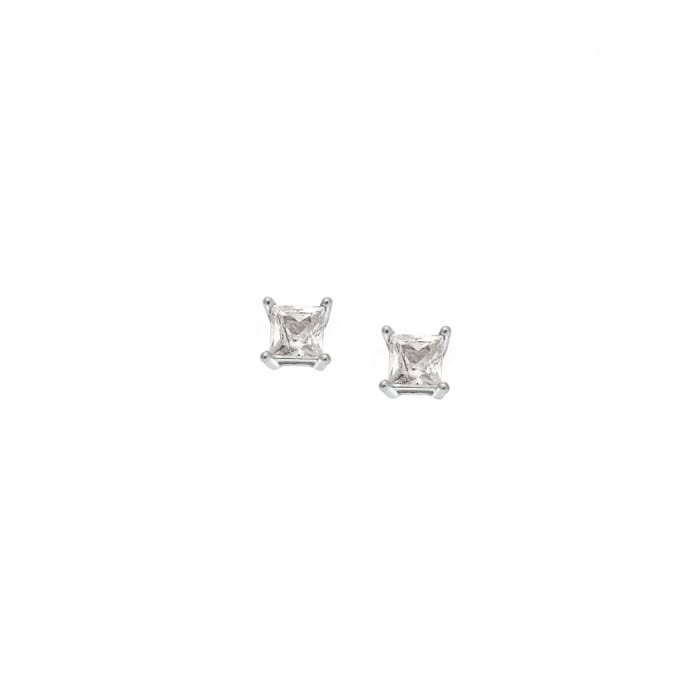 Silver earrings 925, with white cubic zirconia 0.4 cm