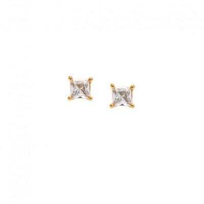 Gold plated silver earrings 925, with white cubic zirconia 0.5 cm