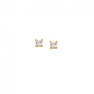 Gold plated silver earrings 925, with white cubic zirconia 0.3 cm