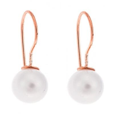 Sterling silver earrings with pearl and pink gold plated grip