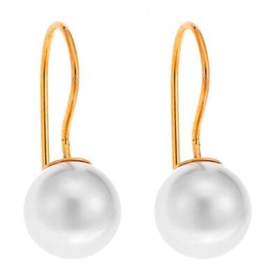 Sterling silver earrings with pearl and yellow gold plated grip