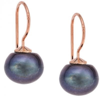 Earrings Silver 925 Rose Gold Plated Black