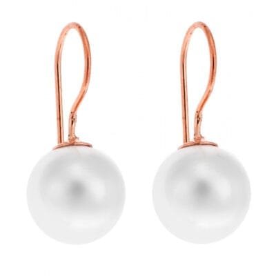 Sterling silver earrings with pearl and pink gold plated grip