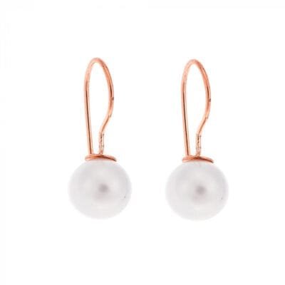 Sterling silver earrings with pearl and pink gold plated grip