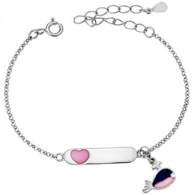 Silver bracelet 925° with heart and whale