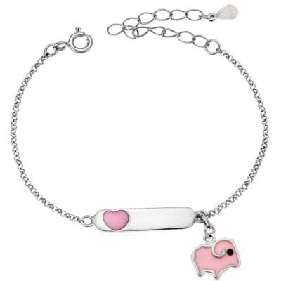 Silver bracelet 925° with heart and elephant