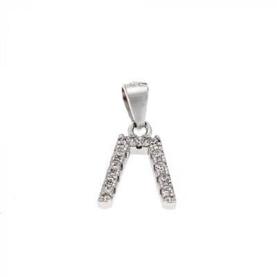 Sterling silver pendant, monogram L with white cubic zirconia