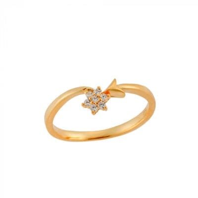 Silver ring 925° flower and arrow with white cubic zirconia