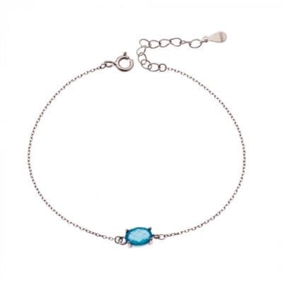Silver bracelet 925 with light blue crystal stone